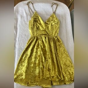 Silence + Noise Mustard Velvet Dress